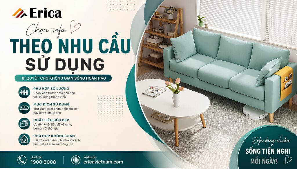 Chọn sofa theo nhu cầu sử dụng