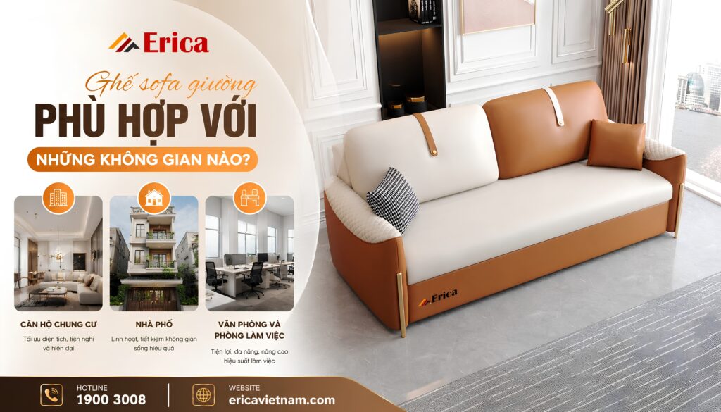 Ghế sofa giường phù hợp với những không gian nào?
