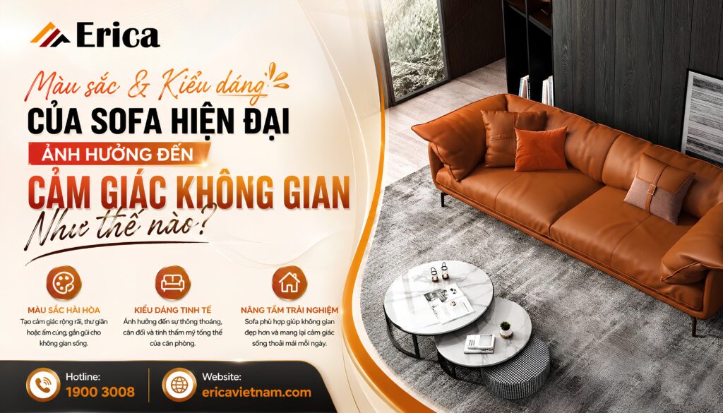 Màu sắc và kiểu dáng của sofa hiện đại ảnh hưởng đến cảm giác về không gian thế nào?