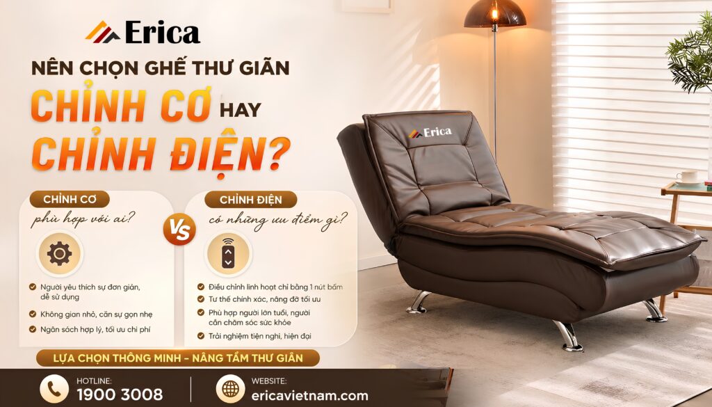 Nên chọn ghế thư giãn chỉnh cơ hay chỉnh điện?