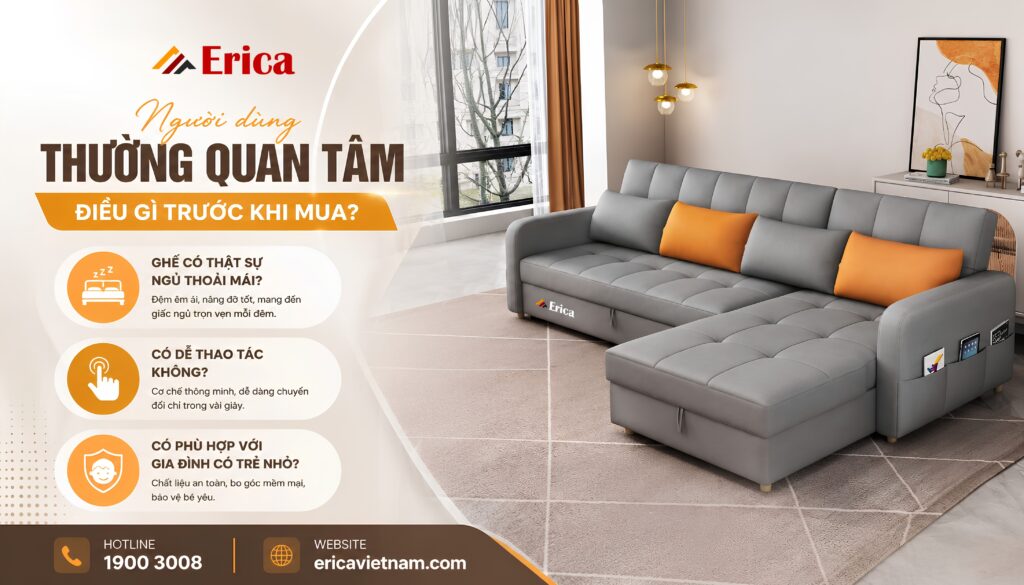 Người dùng quan tâm gì trước khi mua sofa giường?