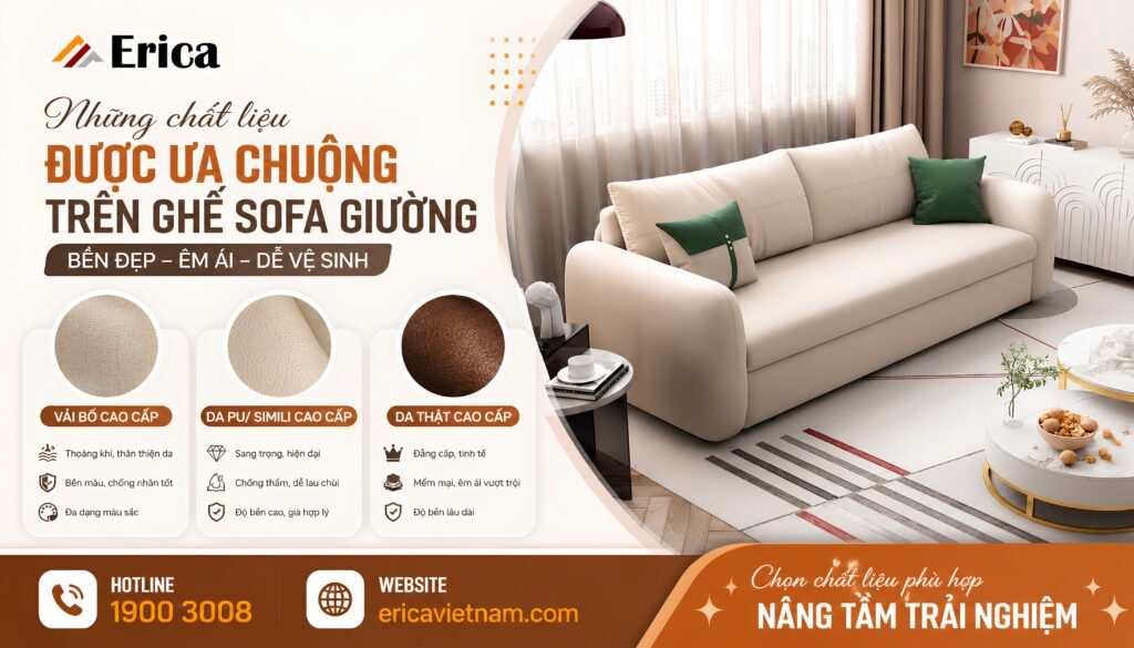 Những chất liệu được ưa chuộng trên sofa