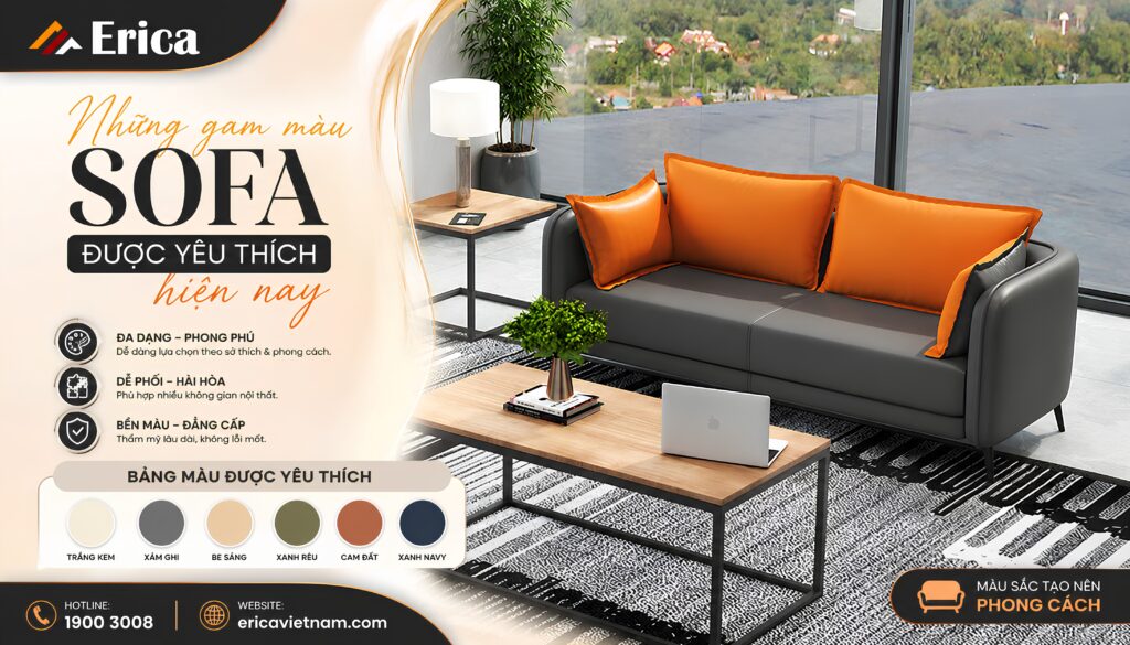Những gam màu sofa được yêu thích hiện nay