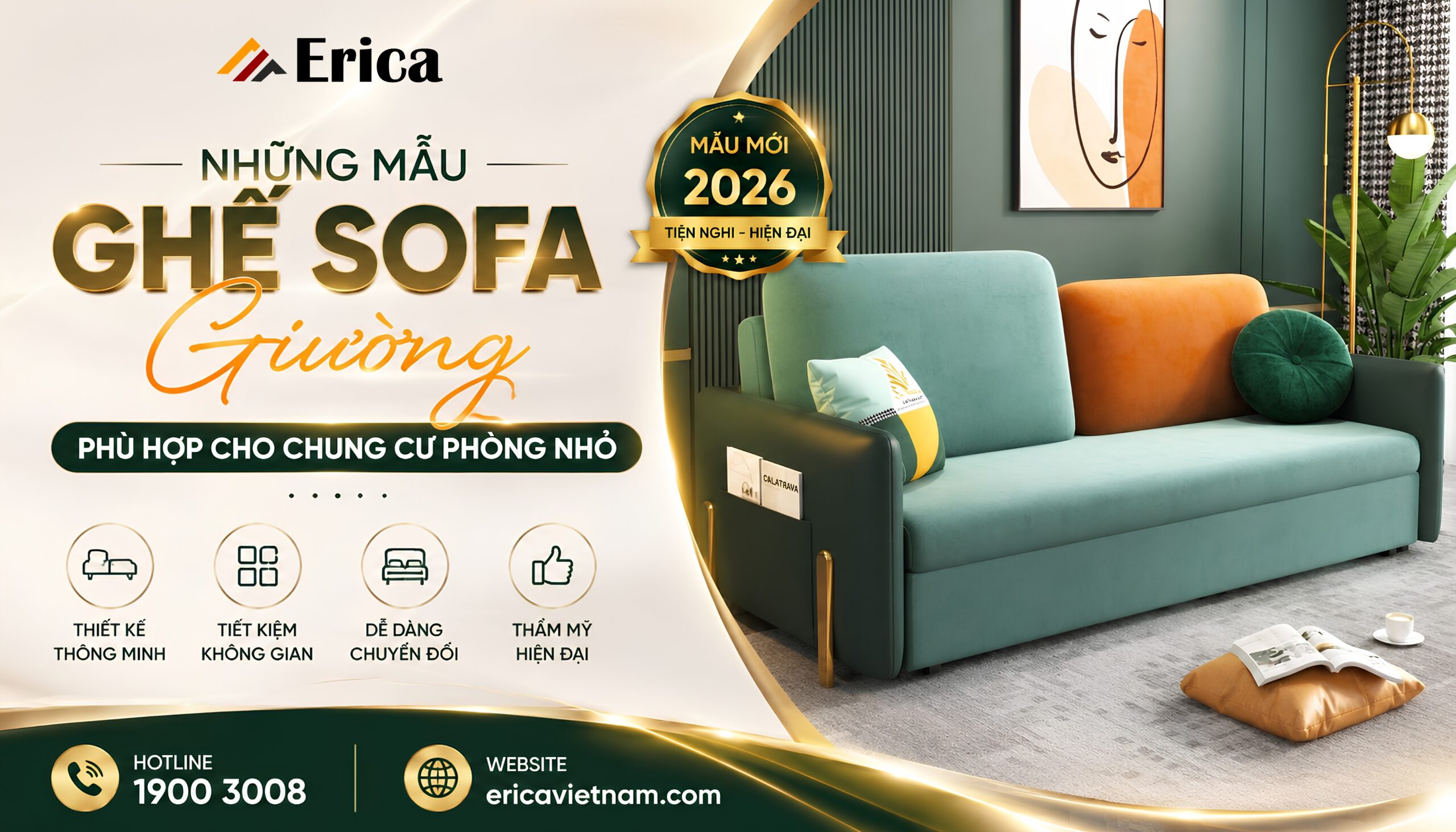 Những mẫu ghế sofa giường phù hợp cho chung cư phòng nhỏ