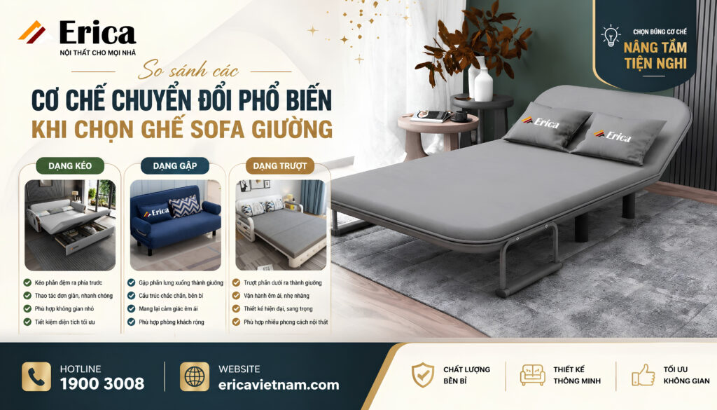 So sánh các cơ chế chuyển đổi của các loại sofa giường