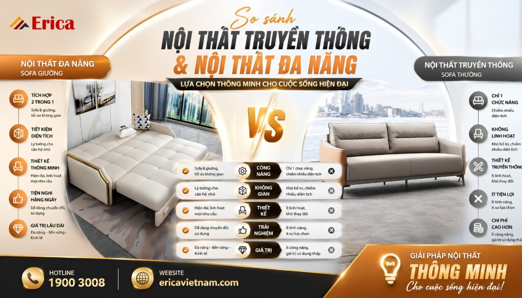 So sánh nội thất truyền thông với nội thất đa năng