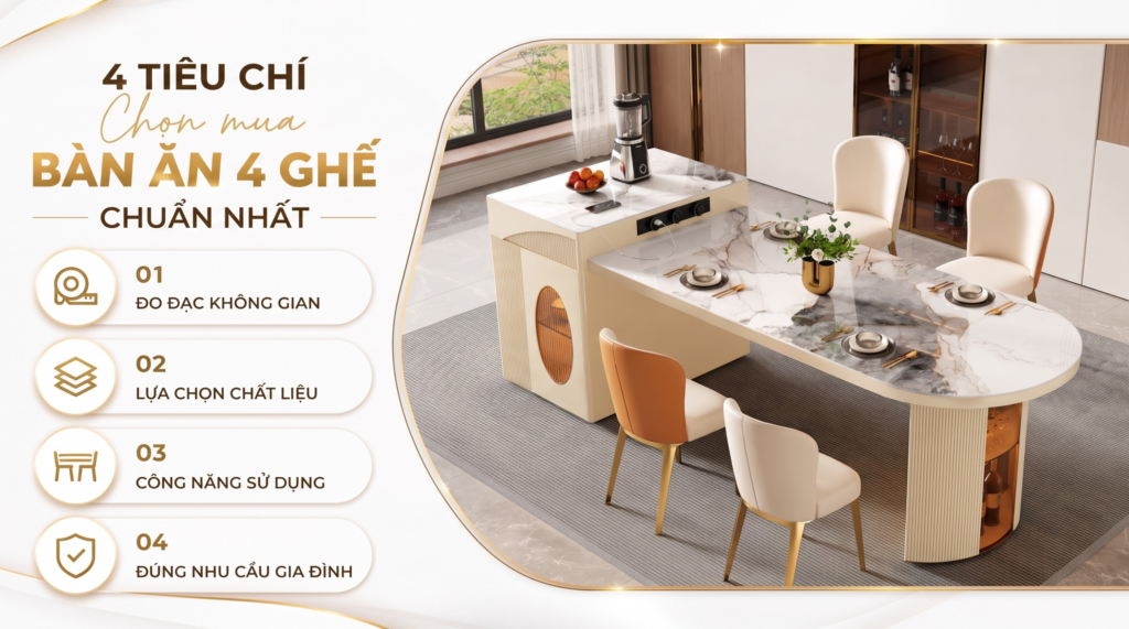 tiêu chí chọn mua bàn ăn 4 ghế chuẩn