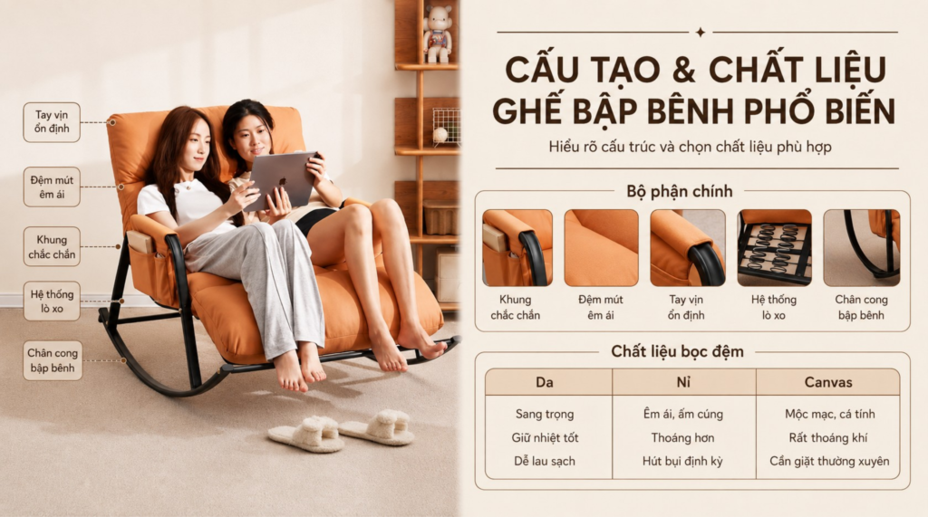 Cấu tạo và bảng so sánh chất liệu ghế phổ biến