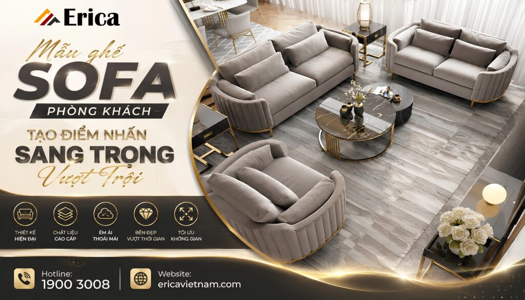 Mẫu ghế sofa phòng khách tạo điểm nhấn sang trọng vượt trội