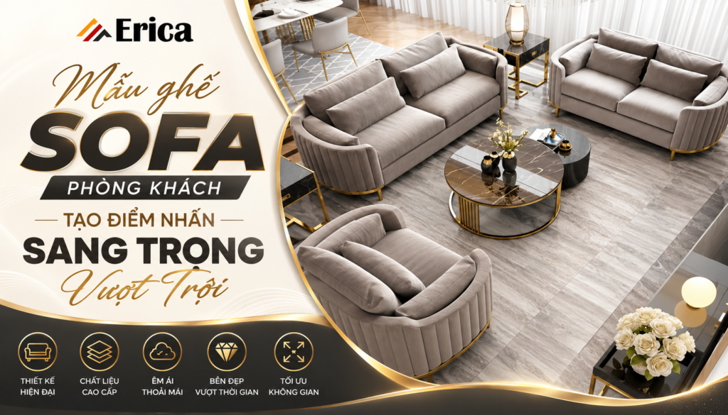 Mẫu ghế sofa phòng khách tạo điểm nhấn sang trọng vượt trội