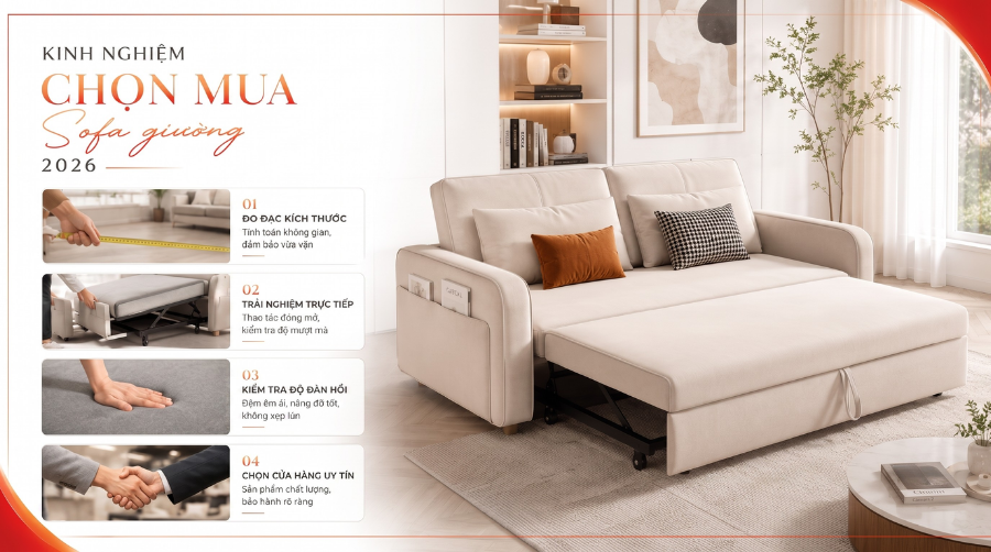 Kinh nghiệm chọn mua nội thất theo xu hướng sofa giường 2026