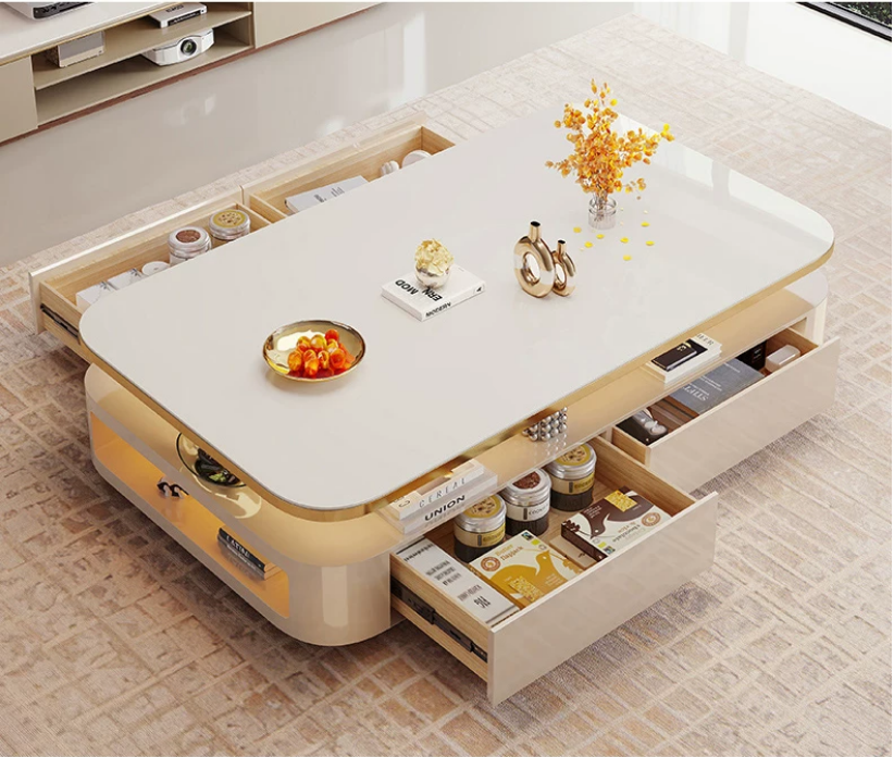 Bàn trà có ngăn kéo hoặc kệ chứa đồ