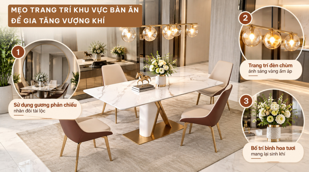 Mẹo trang trí khu vực bàn ăn để gia tăng vượng khí
