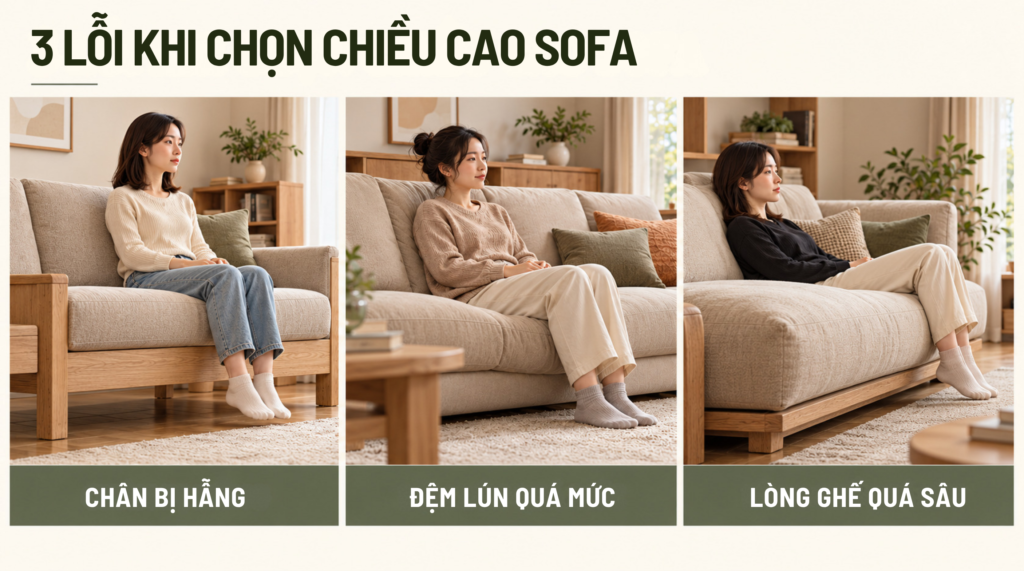 3 lỗi nghiêm trọng khi chọn chiều cao sofa