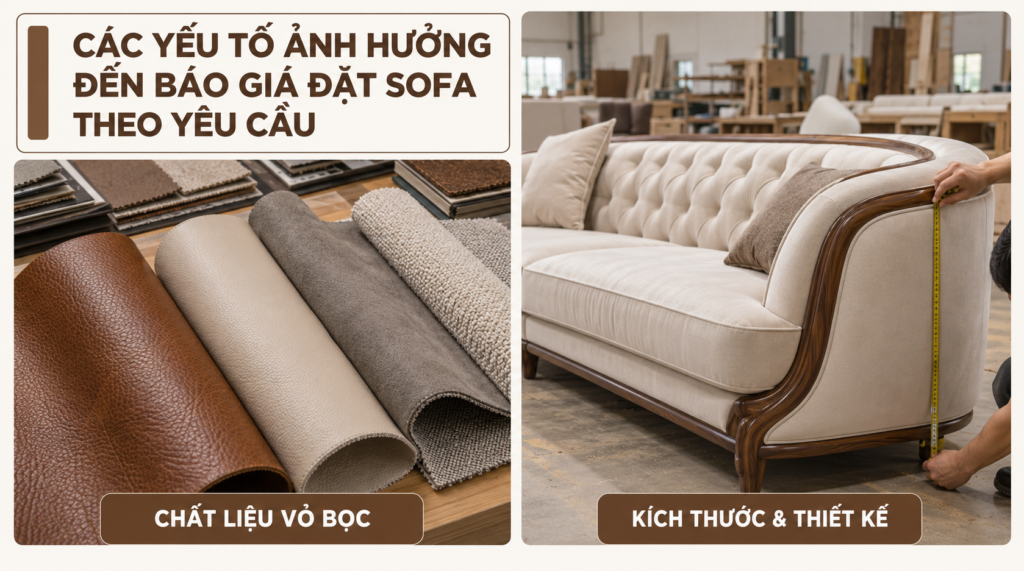 Các yếu tố ảnh hưởng đến báo giá đặt sofa theo yêu cầu