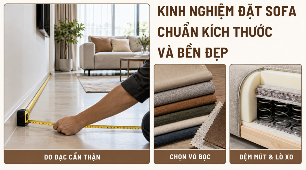 Kinh nghiệm đặt sofa theo yêu cầu chuẩn kích thước và bền đẹp