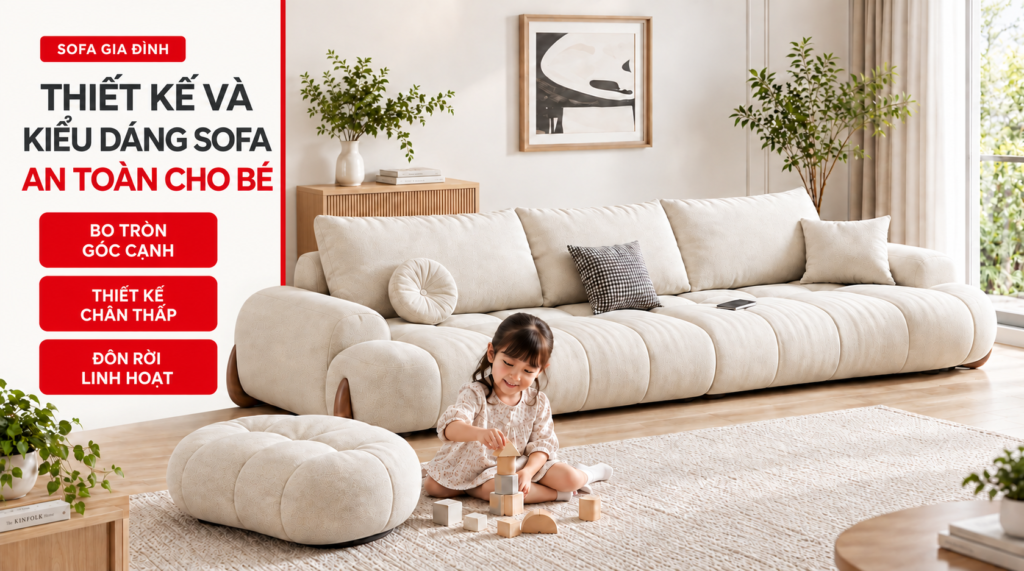 Thiết kế và kiểu dáng sofa an toàn cho bé