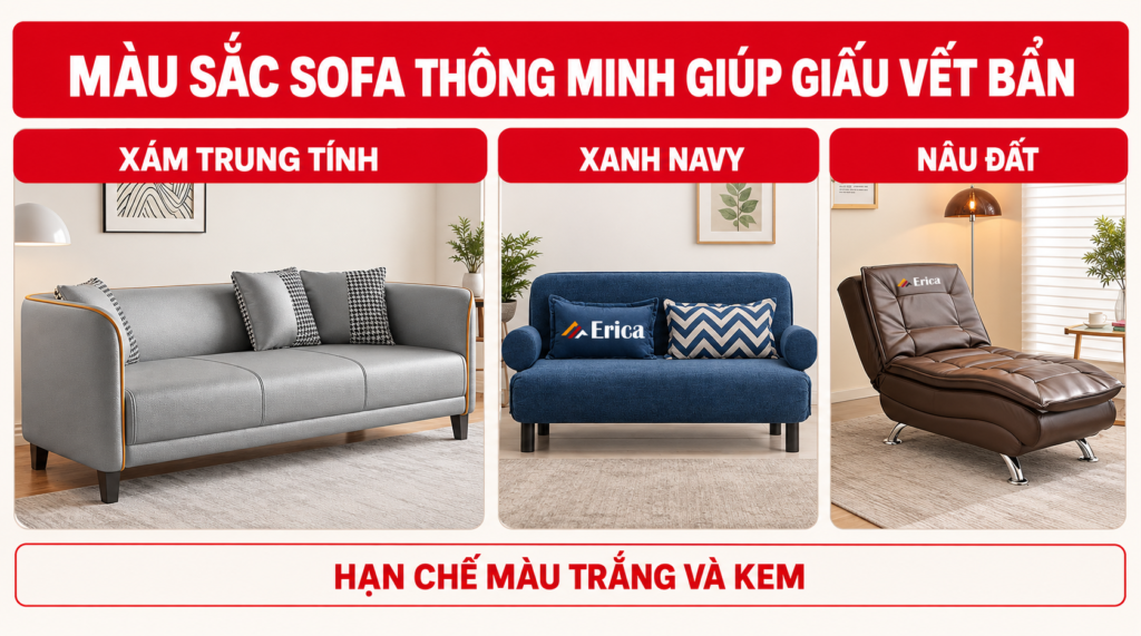 Màu sắc sofa thông minh giúp giấu vết bẩn