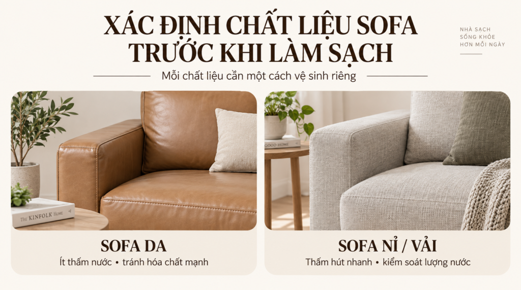 Xác định chính xác chất liệu ghế sofa trước khi làm sạch