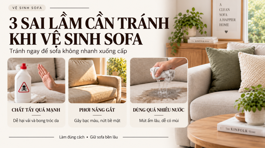 Những sai lầm cần tránh khi tự vệ sinh ghế sofa tại nhà