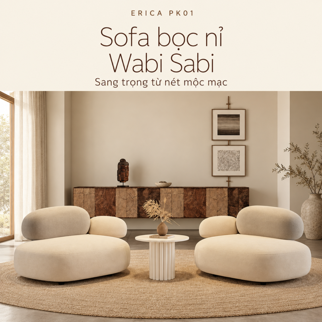 Sofa bọc nỉ hình viên sỏi Erica PK01