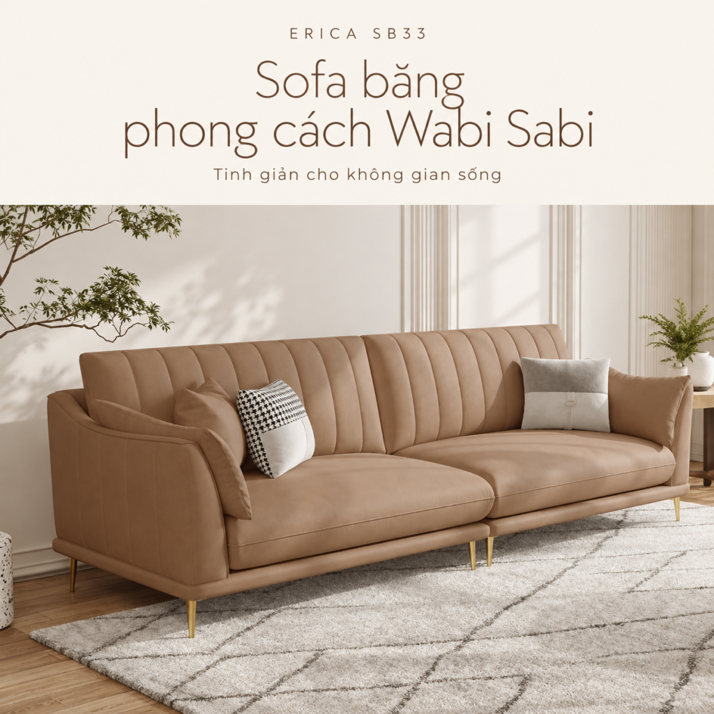 Sofa gỗ thông kiểu Wabi Sabi Erica SB33