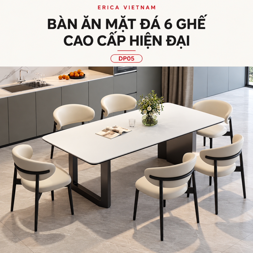 Bộ Bàn Ăn Mặt Đá Erica DP05