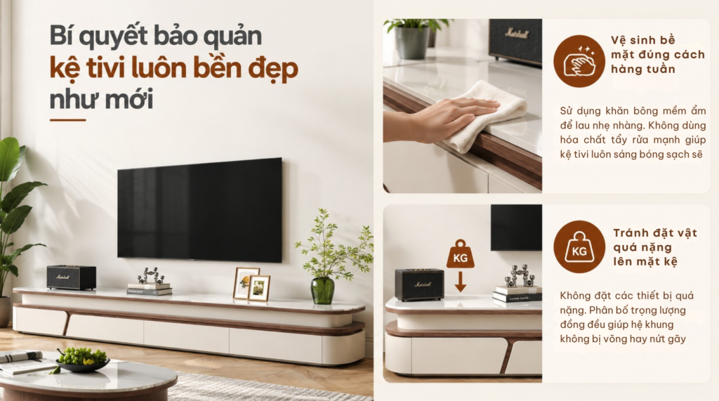 Bí quyết bảo quản kệ tivi luôn bền đẹp như mới