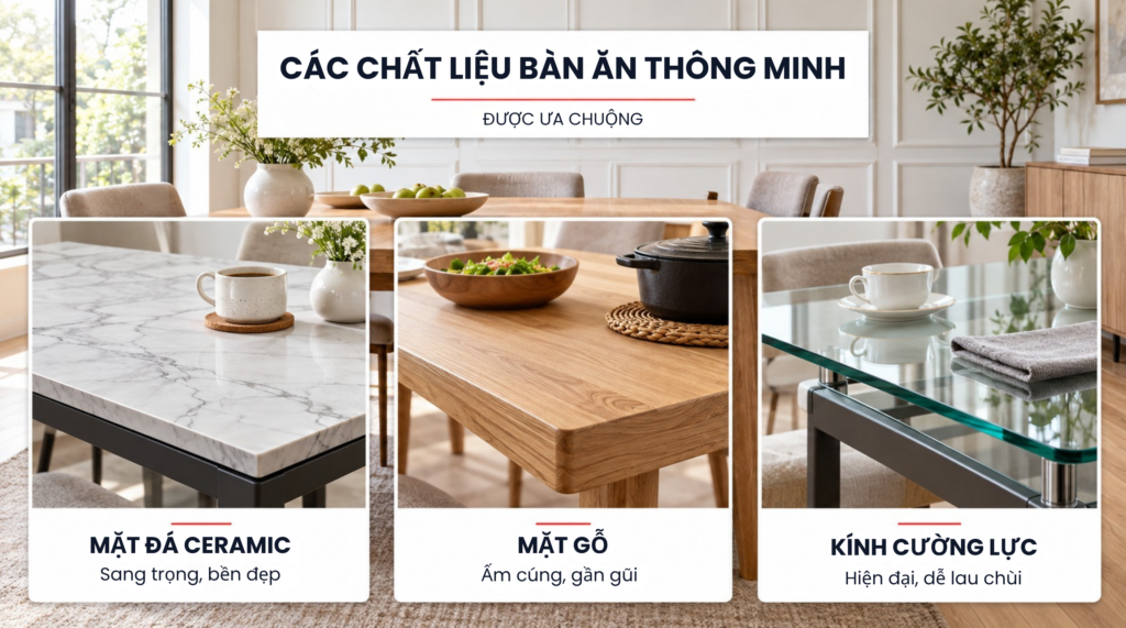 Các chất liệu bàn ăn thông minh được ưa chuộng