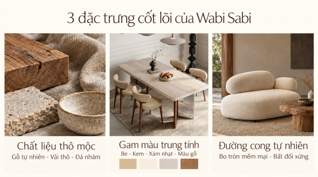 3 Đặc trưng cốt lõi của phong cách nội thất wabi sabi
