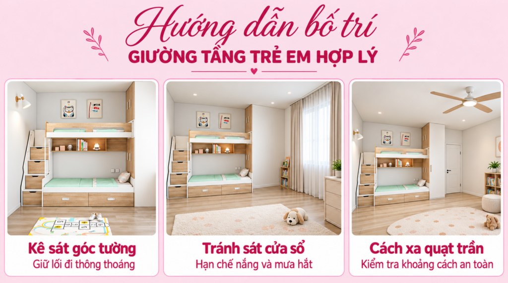 Hướng dẫn bố trí giường tầng trẻ em hợp lý
