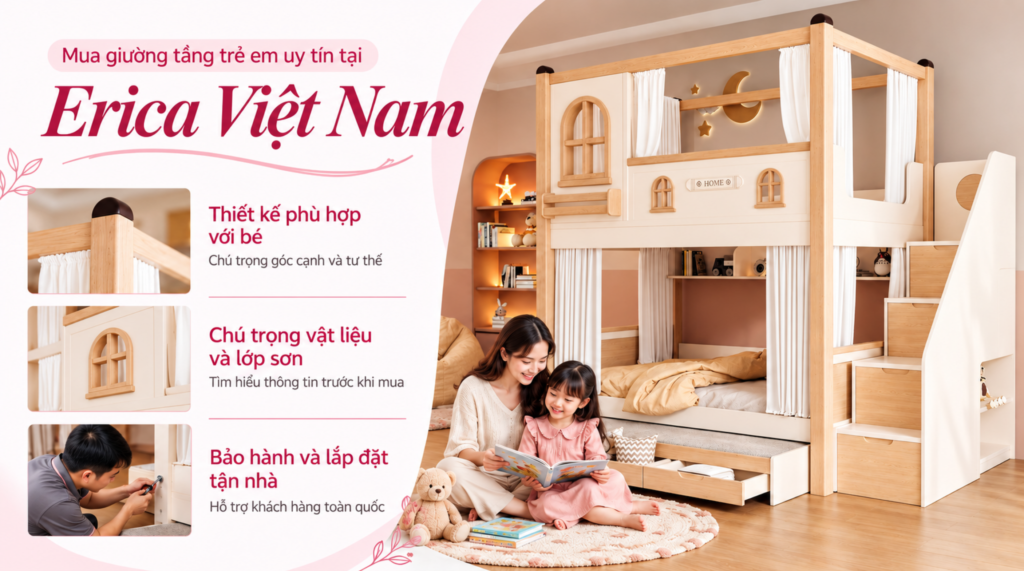 Mua giường tầng trẻ em uy tín tại Erica Việt Nam