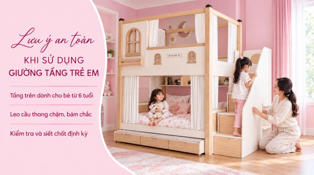 Lưu ý an toàn khi sử dụng giường tầng trẻ em