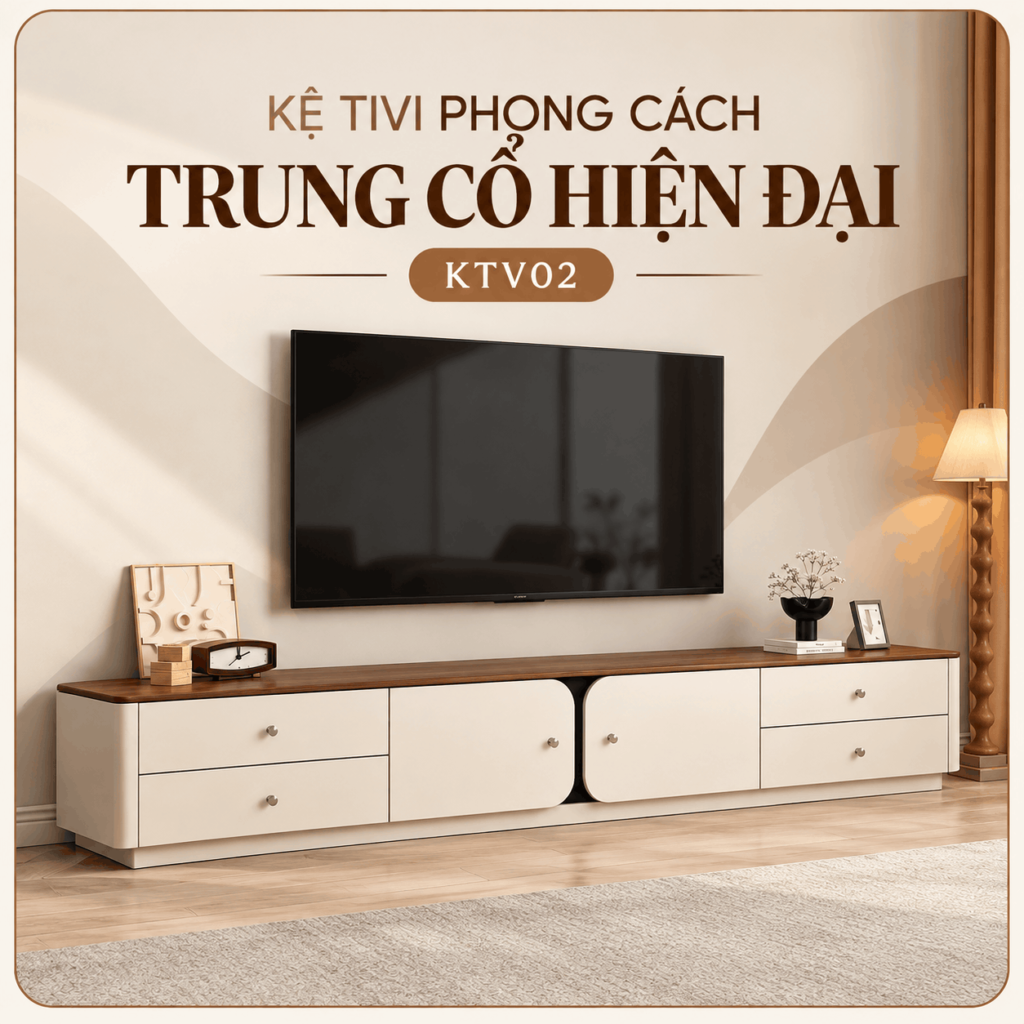 Kệ tivi phong cách trung cổ hiện đại Erica KTV02
