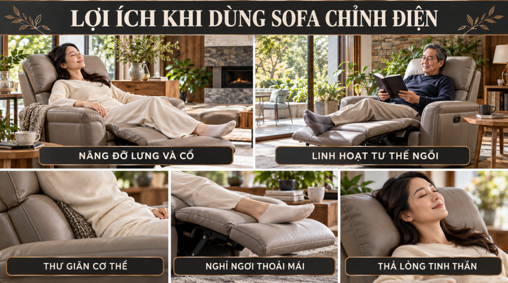 Lợi ích sức khỏe tuyệt vời khi dùng sofa chỉnh điện