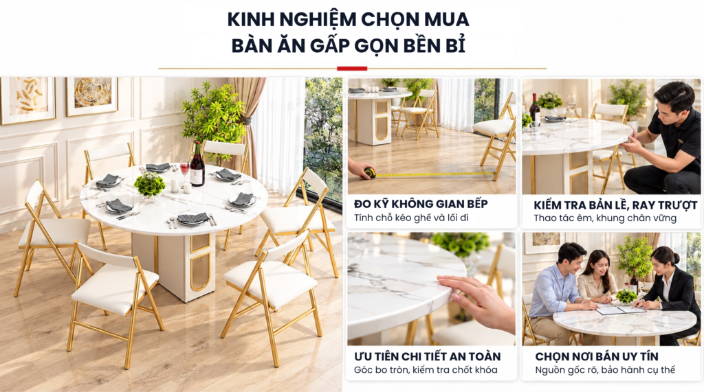 Kinh nghiệm chọn mua bàn ăn gấp gọn bền bỉ