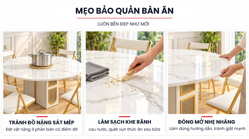 Mẹo bảo quản giúp bàn ăn luôn bền như mới