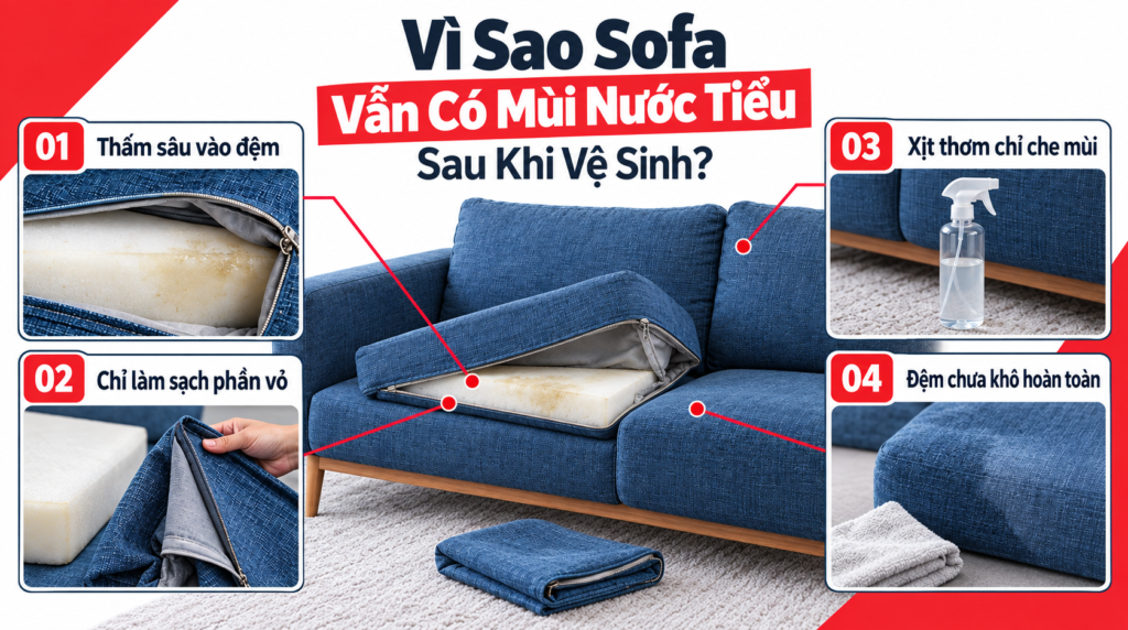 Vì sao sofa vẫn có mùi nước tiểu sau khi vệ sinh?