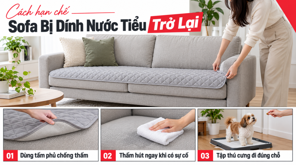 Cách hạn chế sofa bị dính nước tiểu trở lại