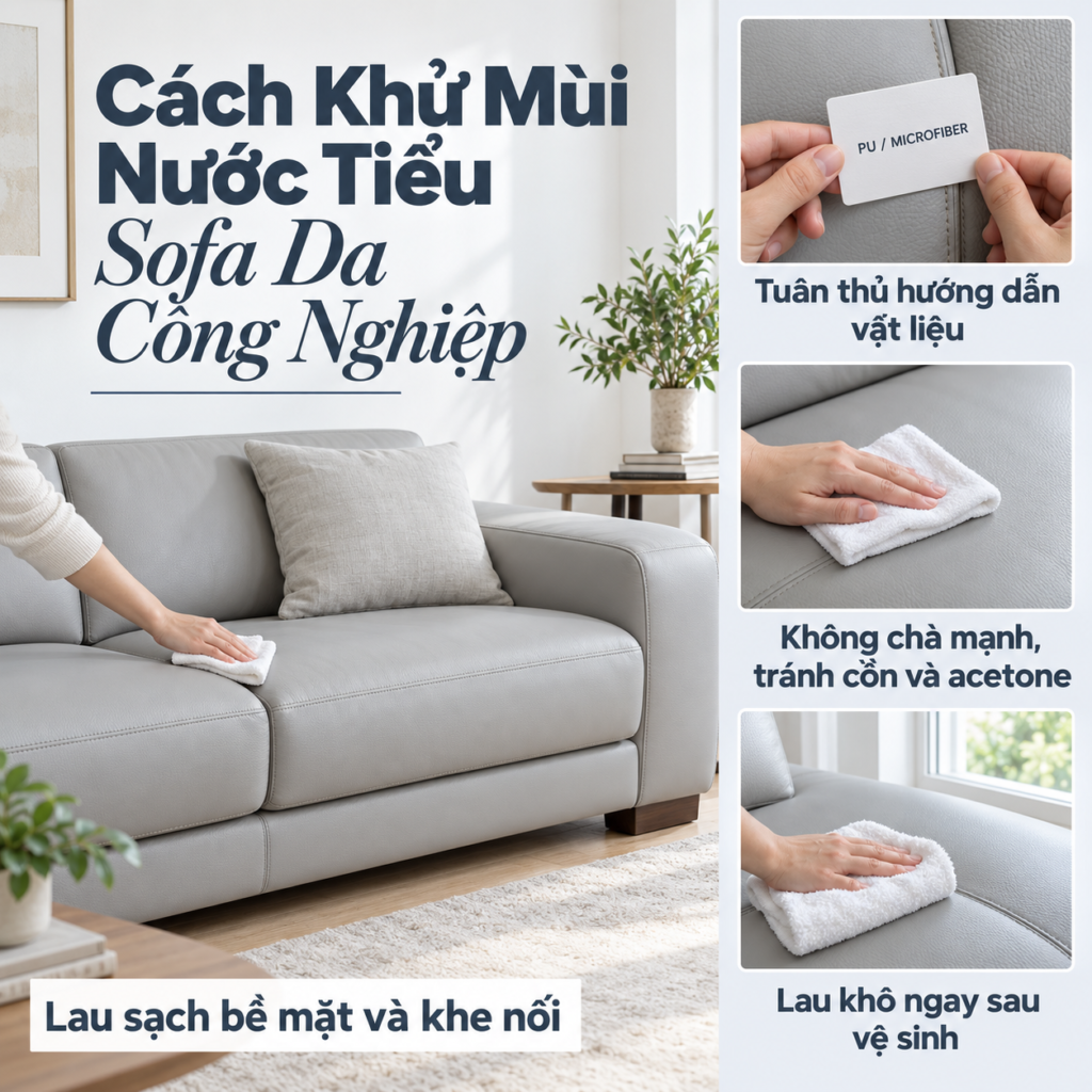 Cách khử mùi nước tiểu trên sofa da công nghiệp