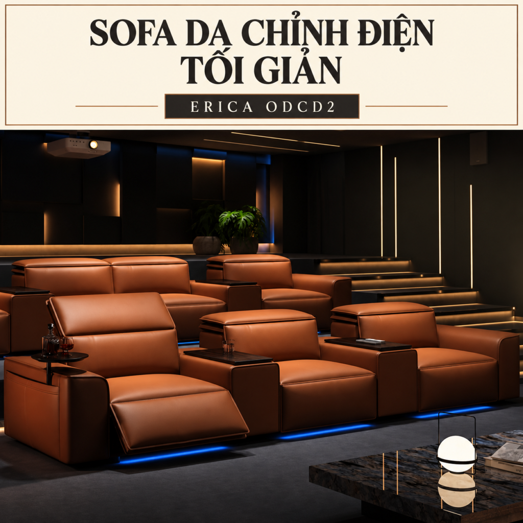 Sofa Da Chỉnh Điện Tối Giản Erica ODCD2