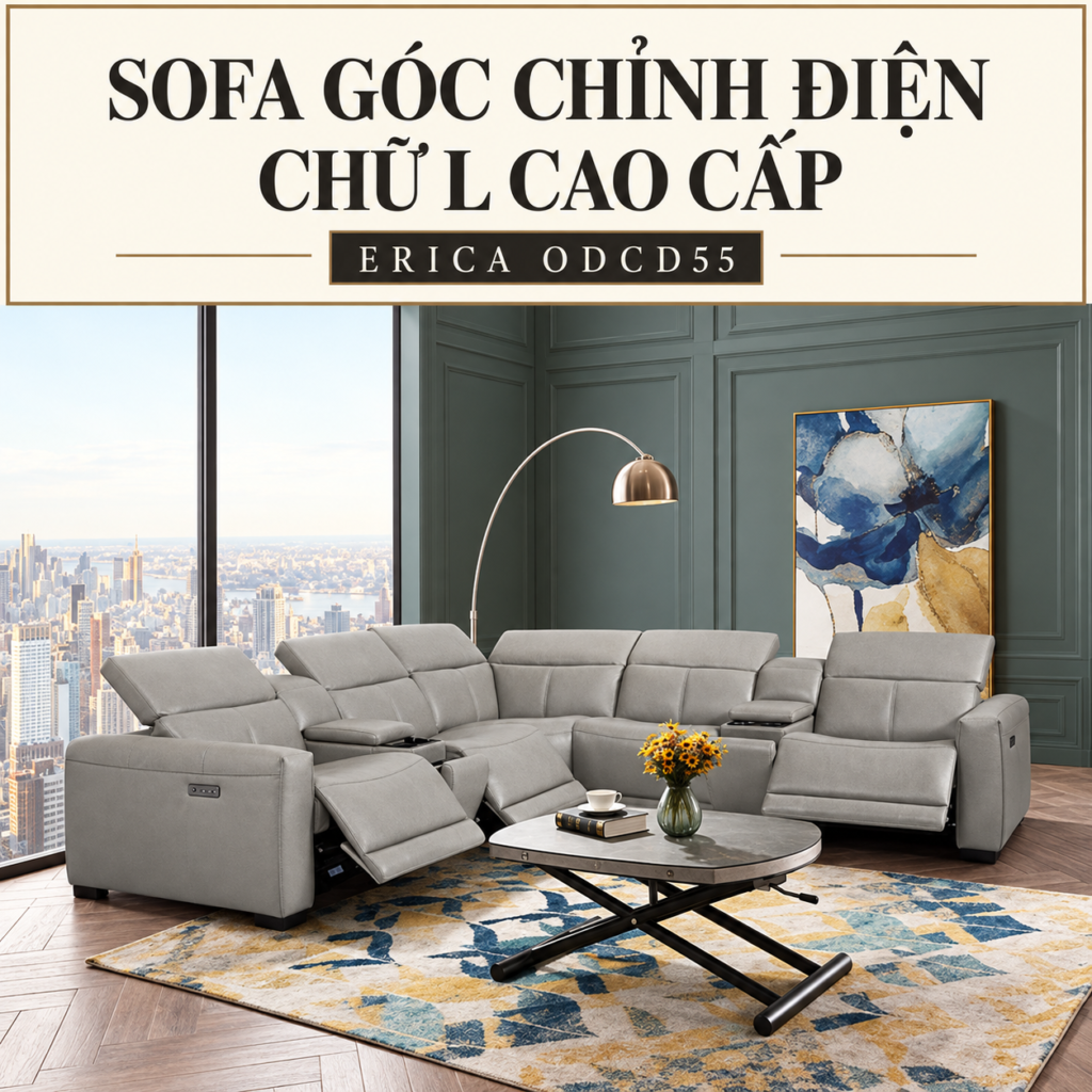 Sofa Góc Chỉnh Điện Chữ L Cao Cấp Erica ODCD55