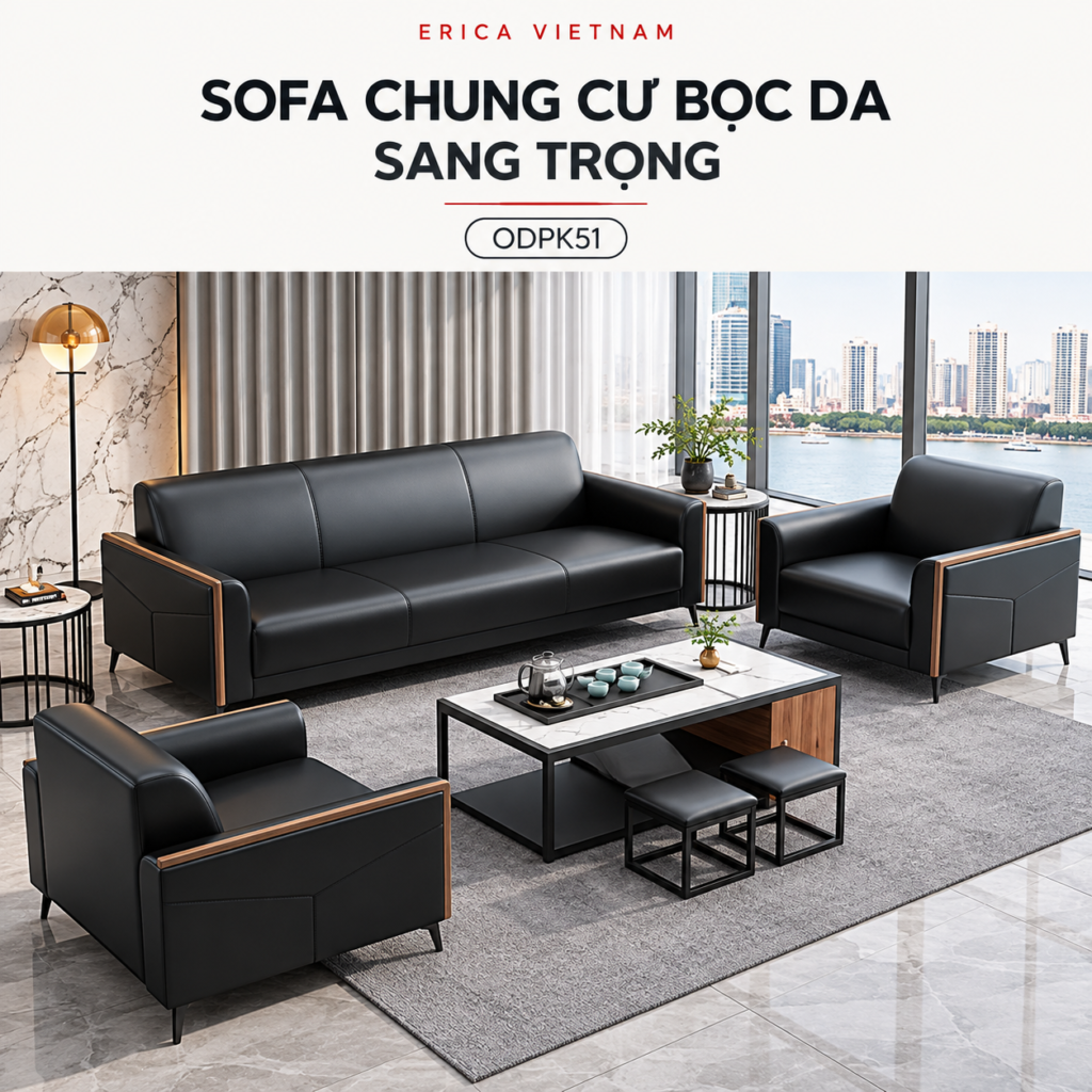Sofa Băng Da Tối Giản Erica ODPK51