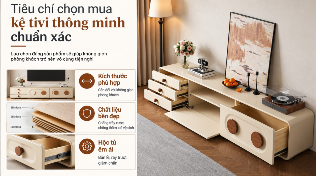 Tiêu chí chọn mua kệ tivi thông minh chuẩn xác