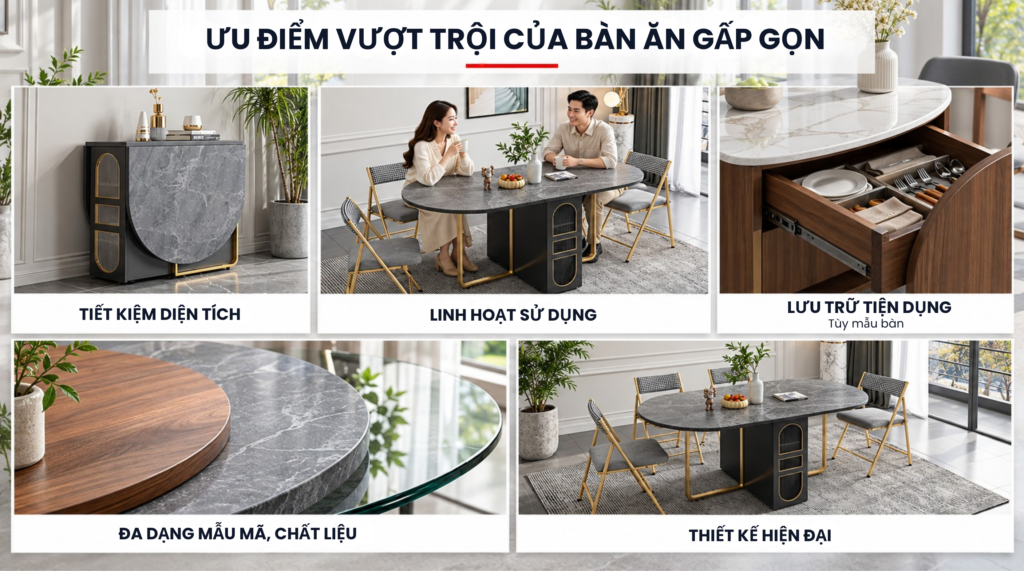 Ưu điểm của bàn ăn gấp gọn