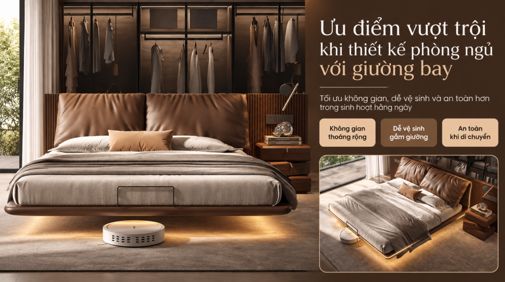 Ưu điểm vượt trội khi thiết kế phòng ngủ với giường bay